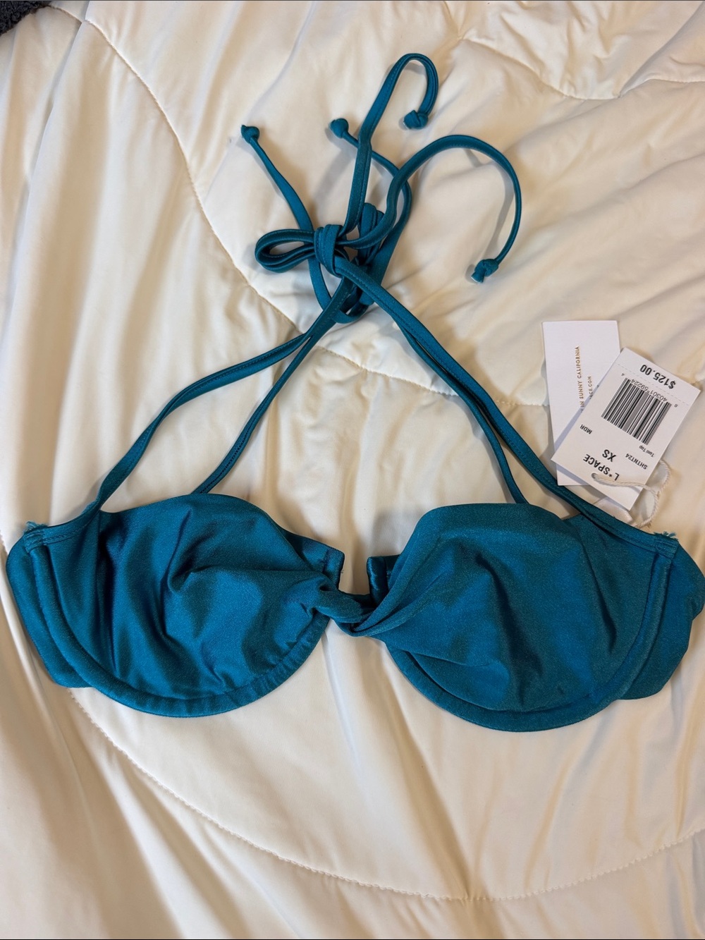 Teal Blue Underwire Bikini Top XS